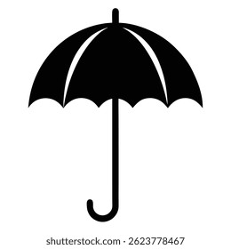 Closed Umbrella Cane Silhouette Vector Icon