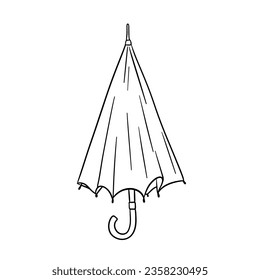 Closed umbrella doodle outline sketch. Vector illustration