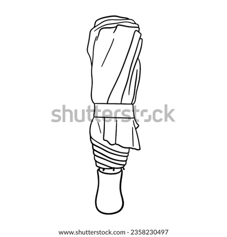 Closed umbrella doodle outline sketch. Vector illustration