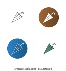 Closed umbrella icon. Flat design, linear and color styles. Isolated vector illustrations