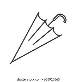 Closed umbrella linear icon. Contour symbol. Rain umbrella thin line illustration. Vector isolated outline drawing