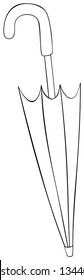 Closed umbrella outline icon. Coloring book page for children. Vector illustration.