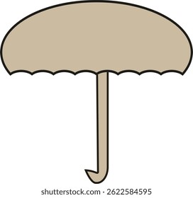 A closed umbrella with a sturdy handle at the end, suitable for protection against rain or sunlight