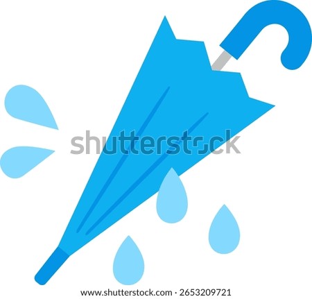 A closed umbrella wet with rain