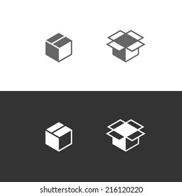 Closed and unpack box vector