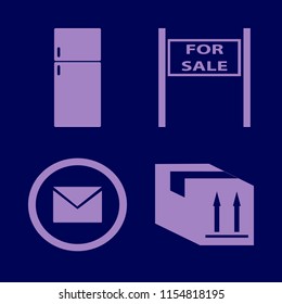 closed vector icons set. with parcel box, sale sign, envelope and fridge in set