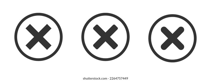 Iconos vectoriales cerrados. Conjunto de iconos de vectores cerrados o borrados de moda