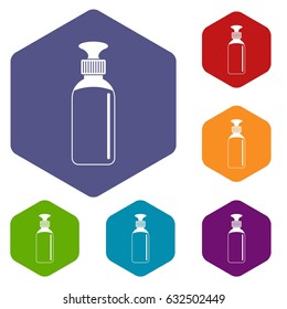 Closed vial icons set hexagon isolated vector illustration