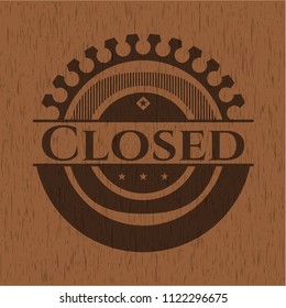 Closed vintage wood emblem