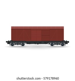 Closed Wagon Isolated on White Background, Railway and Cargo Transport, Vector Illustration  