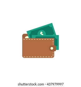 Closed wallet with dollar money
