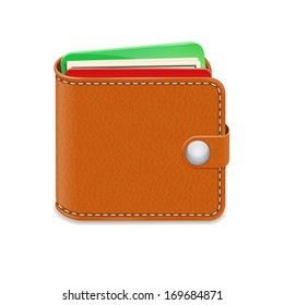 Closed wallet on a white background