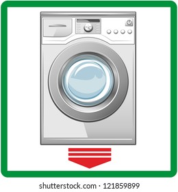 Closed washing machine on white background. Vector