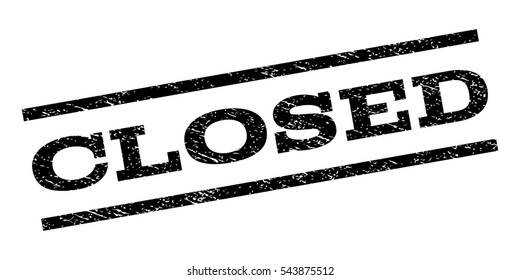Closed watermark stamp. Text tag between parallel lines with grunge design style. Rubber seal stamp with unclean texture. Vector black color ink imprint on a white background.