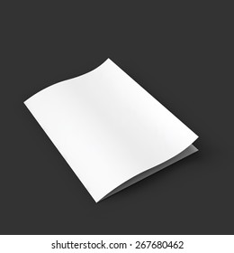 Closed white booklet with a curved leaf. Business mockup template. Presentation of your branding and identity design. Vector Illustration EPS10.
