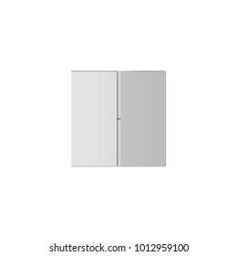 Closed white box isolated on a white background. Top view. Vector illustration