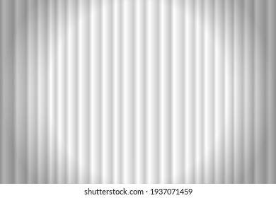 Closed white curtain and many shadow stage background spotlight beam illuminated  Theatrical fabric drapes stage opening ceremony  Vector gradient illustration