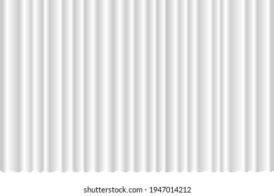 Closed white curtain with many shadow wavy background. Theatrical fabric clean drapes stage for opening ceremony or bathroom. Vector gradient illustration