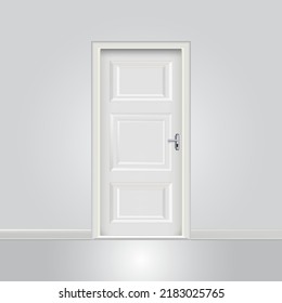 Closed white door design vector illustration