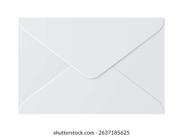 Closed white paper envelope with flap sealed, minimal clean graphic style, placed on a plain white background. Concept of communication and mail. Vector illustration