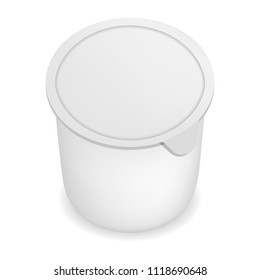 Closed white yogurt mockup. Realistic illustration of closed white yogurt vector mockup for web design isolated on white background