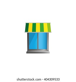 Closed window with awning illustration.
