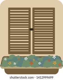 Closed window geometric illustration isolated on background