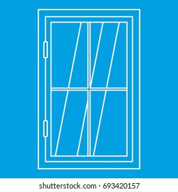 Closed window icon blue outline style isolated vector illustration. Thin line sign