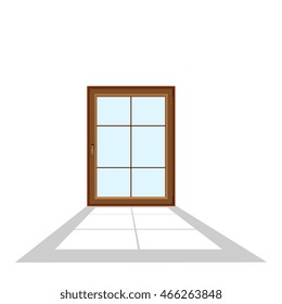 Closed window. Isolated on white background. 3d Vector illustration.Front view.