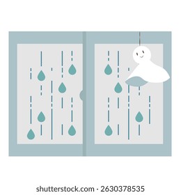 Closed Window with Smiling Teru Teru Bozu