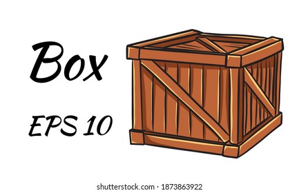Closed wooden box in three quarters.