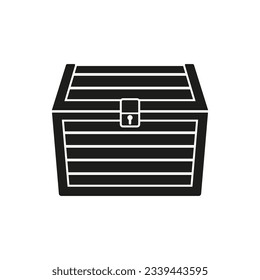 Closed wooden chest icon. Vector. Flat design.