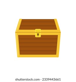 Closed wooden chest icon. Vector illustration. Isolated.
