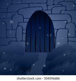 Closed wooden door