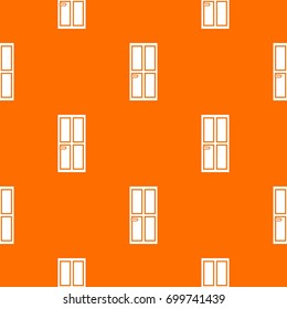 Closed wooden door pattern repeat seamless in orange color for any design. Vector geometric illustration