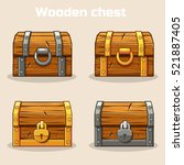Closed wooden treasure chest, gold and silver lock