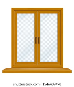 closed wooden window with transparent glass for design vector illustration isolated on white background