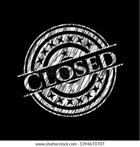Closed written on a blackboard. Vector Illustration. Detailed.