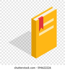 Closed yellow book with a bookmark isometric icon 3d on a transparent background vector illustration