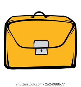 Closed yellow briefcase ensuring confidentiality of sensitive information with reliable lock mechanism