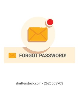 Closed yellow envelope with a red notification dot, symbolizing a forgotten password and the need to reset it