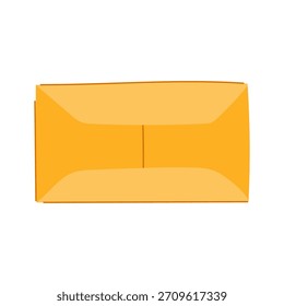 Closed yellow paper envelope embodying concepts of receiving and sending confidential mail, business correspondence, invitations, or important notifications through postal delivery services