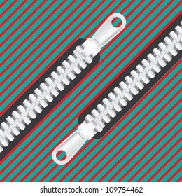 closed zipper on manchester textile background