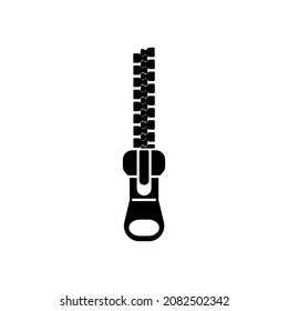 Closed zipper. Solid vector black icon isolated on white background.