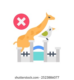 Iconos planos del zoológico cerrado, Ilustración vectorial