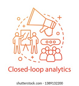 Closed-loop Analytics Concept Icon. Customer Lifecycle Idea Thin Line Illustration. Business Management. CRM System. Sales And Marketing Alignment. Vector Isolated Outline Drawing