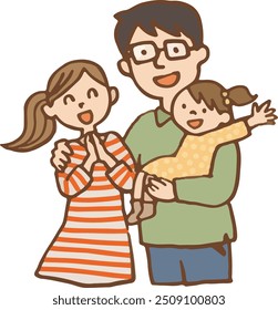 A close-knit family of three, a daughter being held by her father.