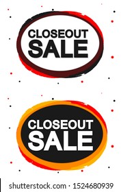 Closeout Sale, banner design template, discount tag, grunge brush, vector illustration