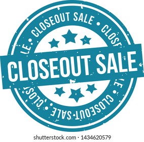Closeout Sale Grunge Stamp. Blue Eps10 Vector Badge.