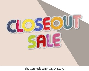 closeout sale letters banner with border stitches